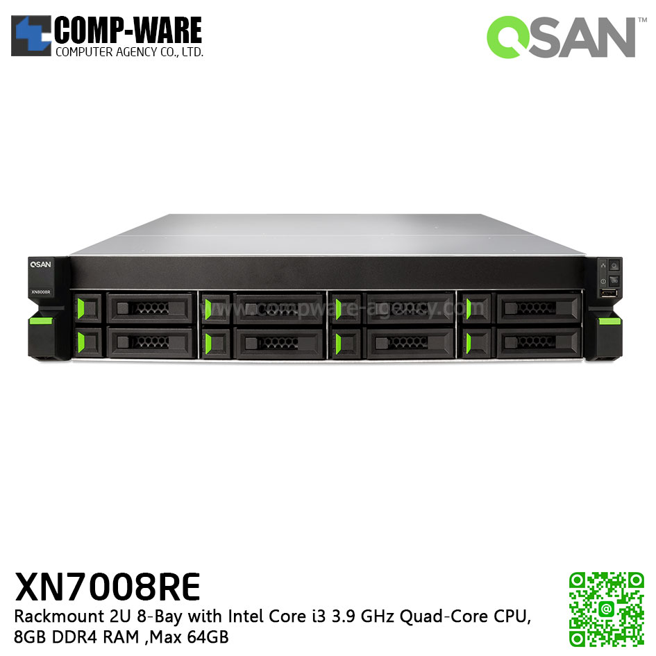 QSAN (8 Bays) XCubeNAS XN7008RE (8GB RAM) Rackmount 2U NAS Storage , No HDD