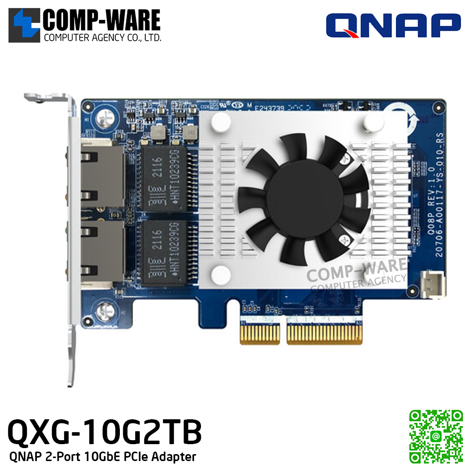 QNAP QXG-10G2TB 2-Port 10GbE PCIe Adapter Card - Spare Part - 2Y Warranty