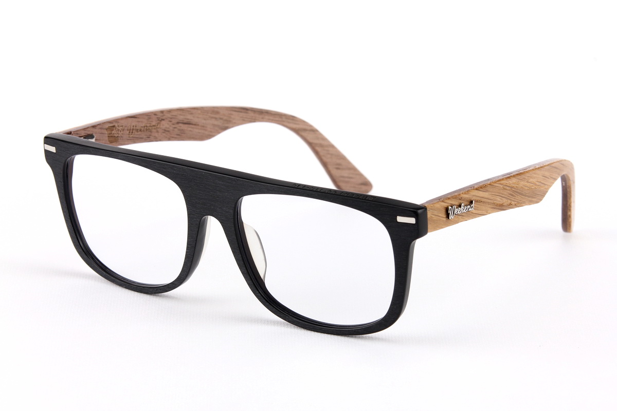 กรอบแว่นสายตาขาไม้ Weekend Duet Collection Berlin Matte Black (Light)