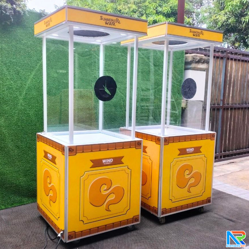 เช่าเกมส์ตู้ลม เช่าตู้ลมจับรางวัล (W)70 x (L)70 X (H)185 cm.พร้อมงานพิมพ์สติ๊กเกอร์ ไม่รวมบอลโฟม