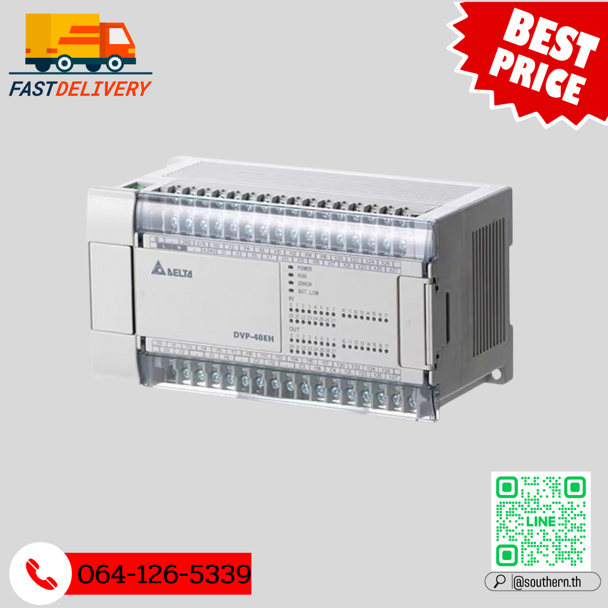 Delta PLC DVP48EH00T3 24DI/24DO 220V (Transistor)
