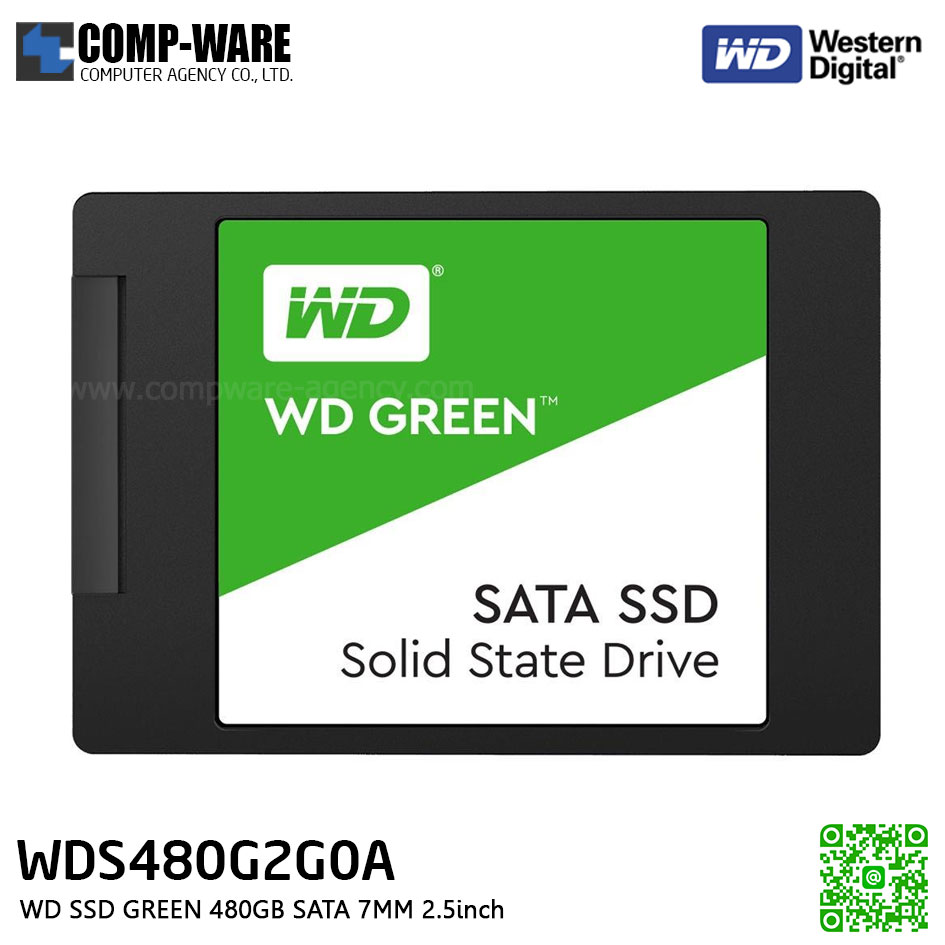 WD SSD GREEN 480GB SATA 7MM 2.5inch ,READ 545 MB/S - WDS480G2G0A - 3Y Warranty