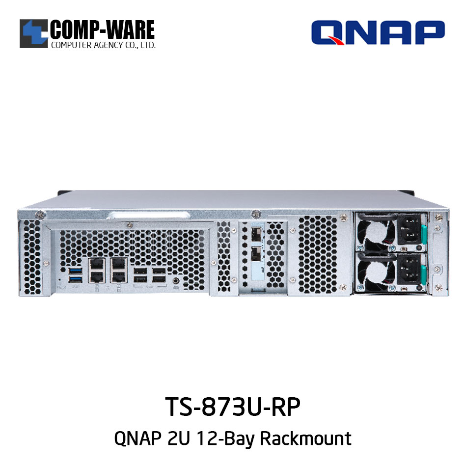 QNAP NAS (2U 8-Bay) TS-873U-RP (8GB RAM up to 64GB) Quad-core AMD R-Series RX-421ND Redundant Power Supply, No HDD