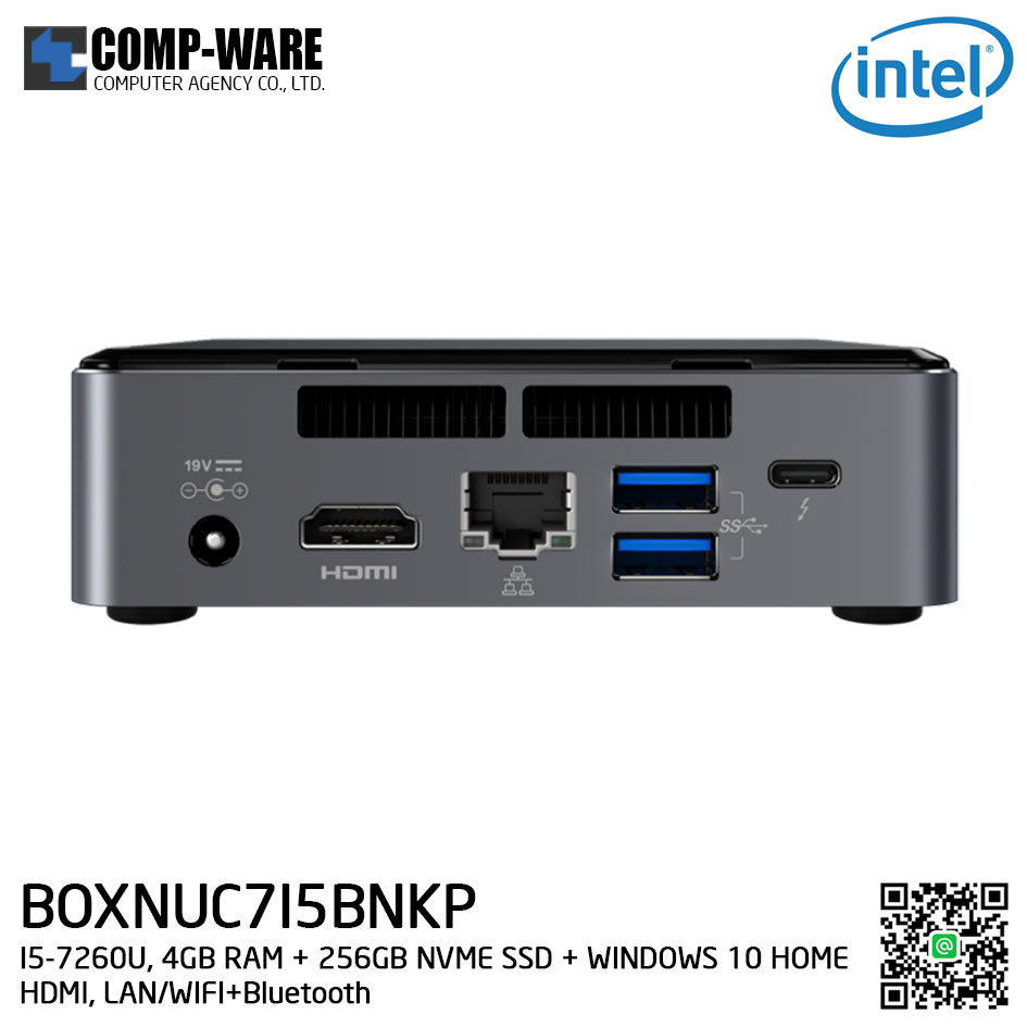 Intel NUC7I5BNKP Mini PC NUC Kit - (I5-7260U, 4GB RAM + 256GB NVME SSD + WINDOWS 10 HOME 64BIT INSTALLED, HDMI, LAN/WIFI+Bluetooth) BOXNUC7I5BNKP