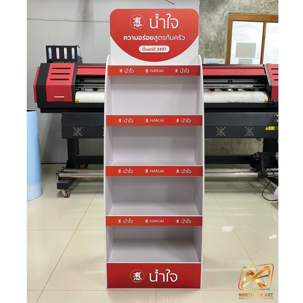 ชั้นวางสินค้าพลาสวูด 5 ชั้น ขนาด (W)50 x (D)30 x (H)150 ซม. วัสดุพลาสวูดหนา 8 มม.