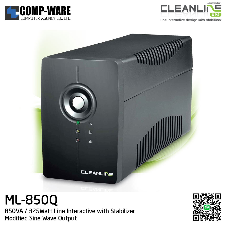 Cleanline UPS 850VA / 325Watt Line Interactive with Stabilizer ( Modified Sine Wave Output ) ML-850Q / ** Price Excluded VAT **