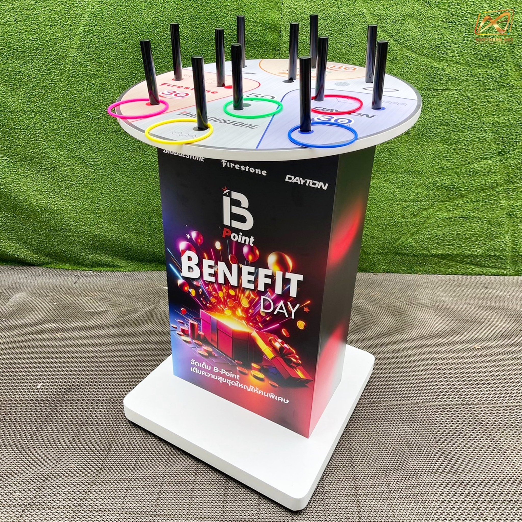 เกมส์โยนห่วง ฐานเหลี่ยม ขนาดแป้นกลม 80 ซม. สูง 110 ซม. พร้อมห่วงขนาด 5 อัน ไม่มีล้อ