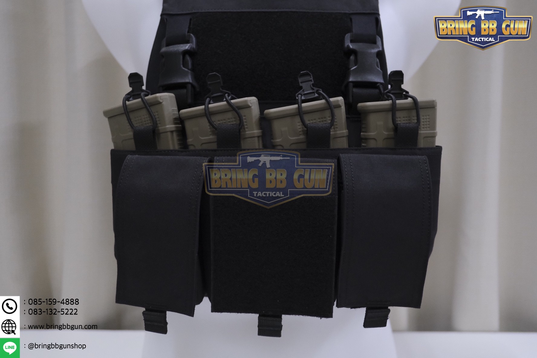 เพ้าแม็กกาซีน 5.56 แบบ4ช่อง ติดเสื้อเกราะ/เสื้อเวส (5.56 Quadruple mag plate) (Velcro Front Panel)