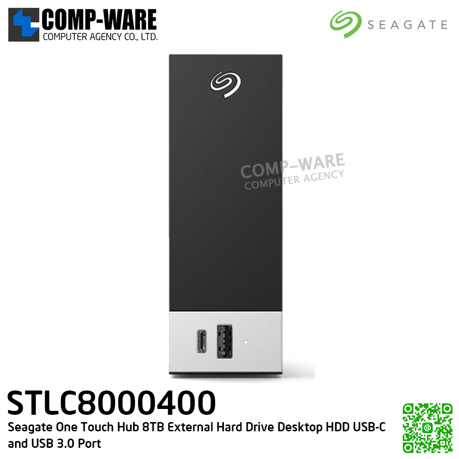 Seagate One Touch Hub 8TB External Hard Drive Desktop HDD USB-C and USB 3.0 Port WITH PASSWORD PROTECTION - STLC8000400