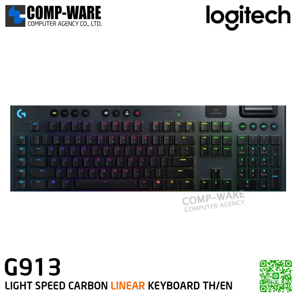 Logitech G913 LIGHT SPEED CARBON LINEAR KEYBOARD (TH/EN) - 2Y Warranty - 920-008966