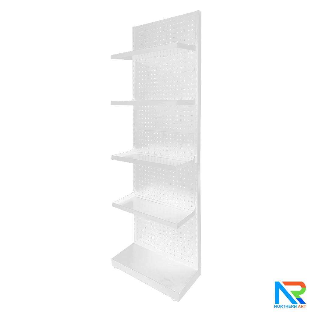 เช่าชั้นวางสินค้าเหล็ก ขนาด(W)50 x (D)25 x(H)150 cm. สีขาว ปรับจำนวนชั้นและขอแขวนได้ตามความต้องการ