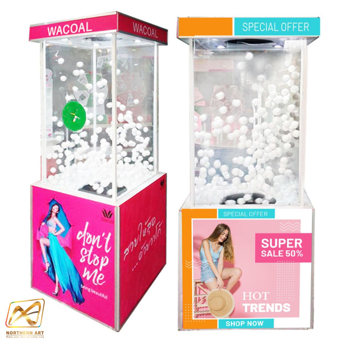 เกมส์ตู้ลม ตู้ลมจับรางวัล (W)70 x (L)70 X (H)185 cm. พร้อมงานพิมพ์ ไม่รวมลุกบอลโฟม