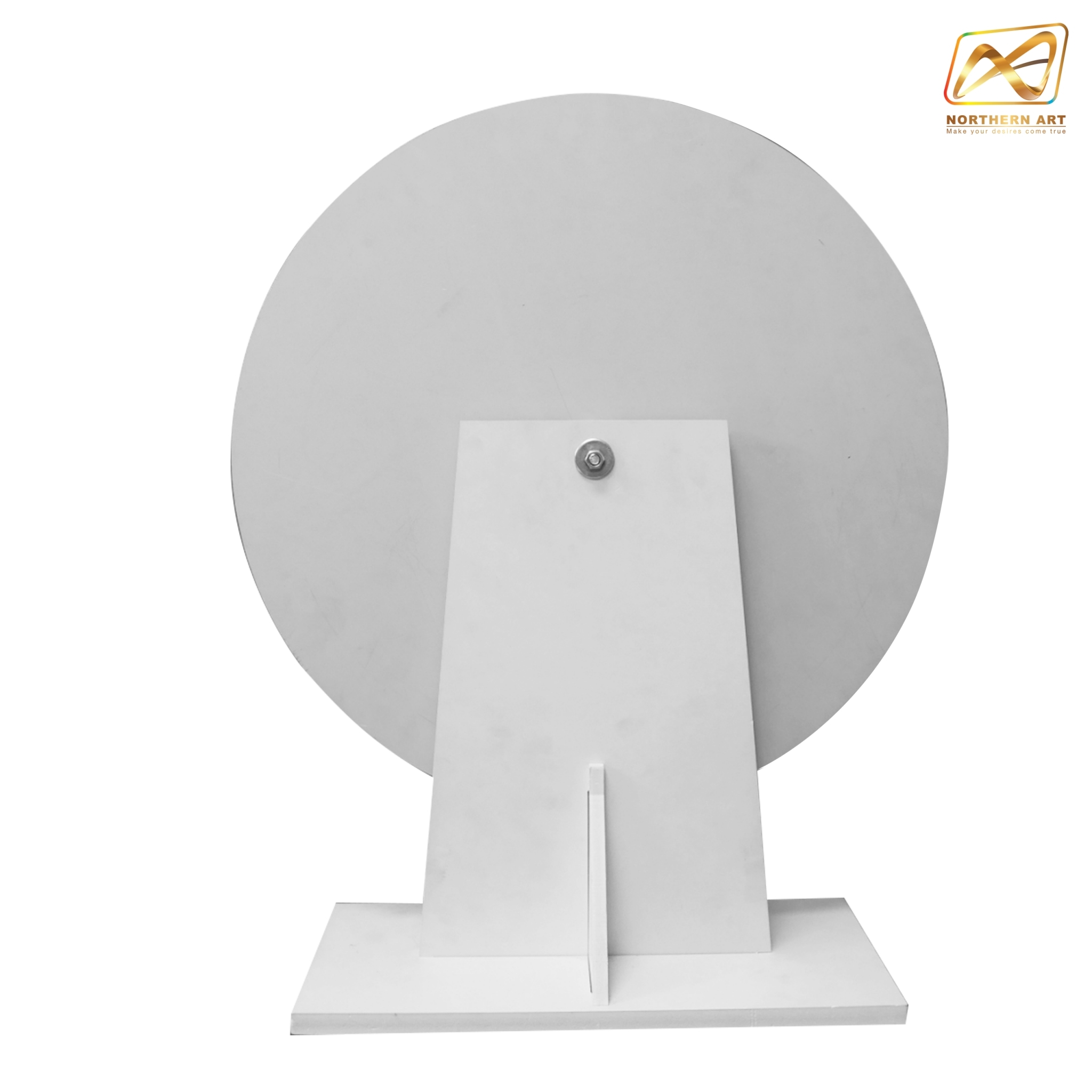 เกมส์วงล้อแม่เหล็กตั้งโต๊ะ ขนาดวงล้อ 50 ซม. สูง 61 ซม. วัสดุพลาสวูดสีขาว หนา 8-15 มม. ถอดประกอบได้