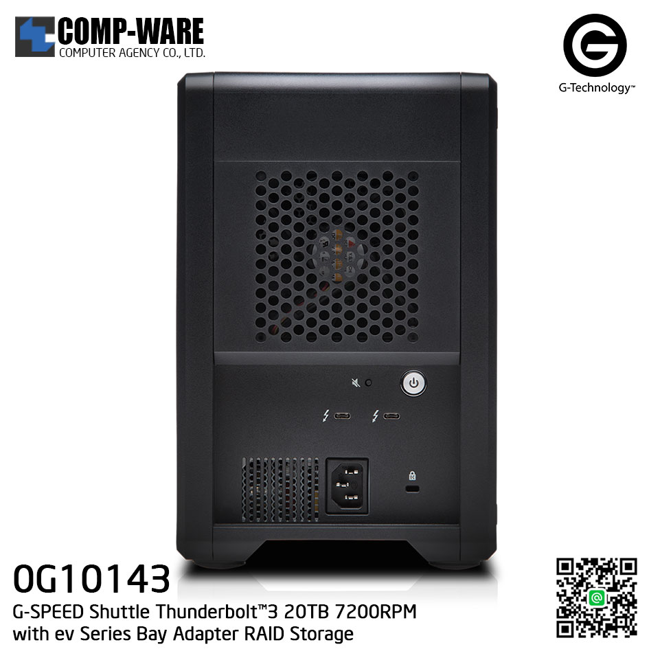 G-Technology G-SPEED Shuttle Thunderbolt™3 20TB 7200RPM with ev Series Bay Adapter RAID Storage - 0G10143