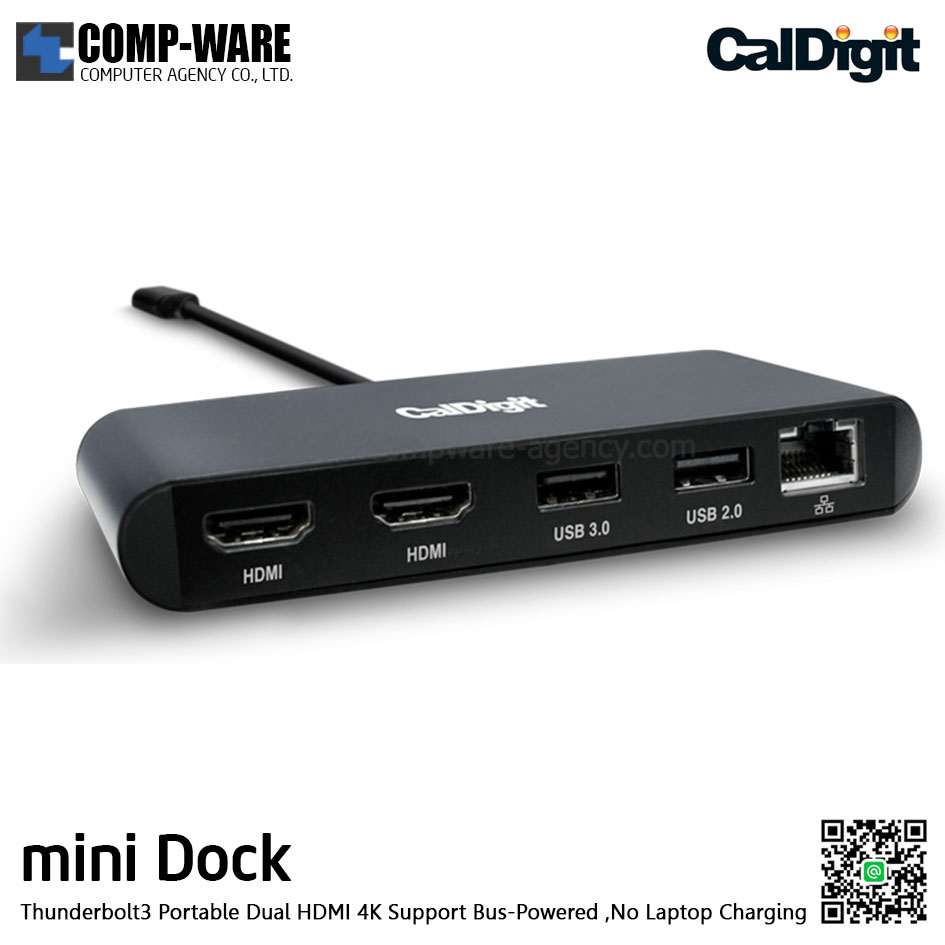 CalDigit Thunderbolt3 mini Dock Portable Dual HDMI 4K Support Bus-Powered (No Laptop Charging) // MOQ ขั้นต่ำ 10 ตัวขึ้นไป