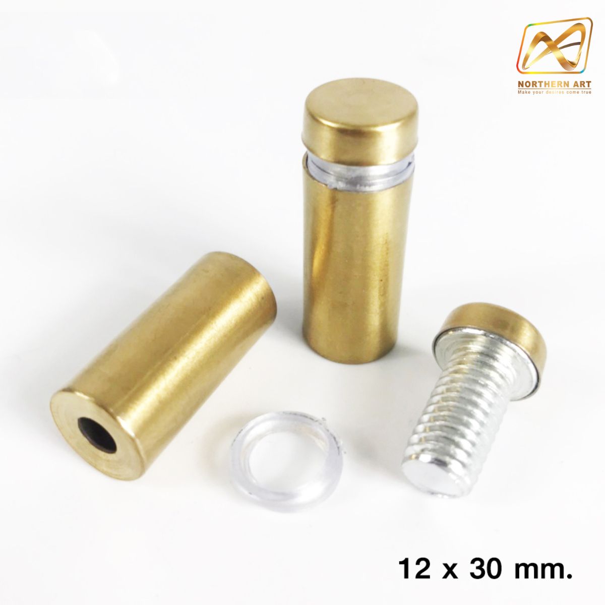 หมุดลอยสแตนเลส สีทอง ยึดกรอบภาพอะคริลิค หรือหมุดยึดกระจก (สั่งขั้นต่ำ 12 อัน)