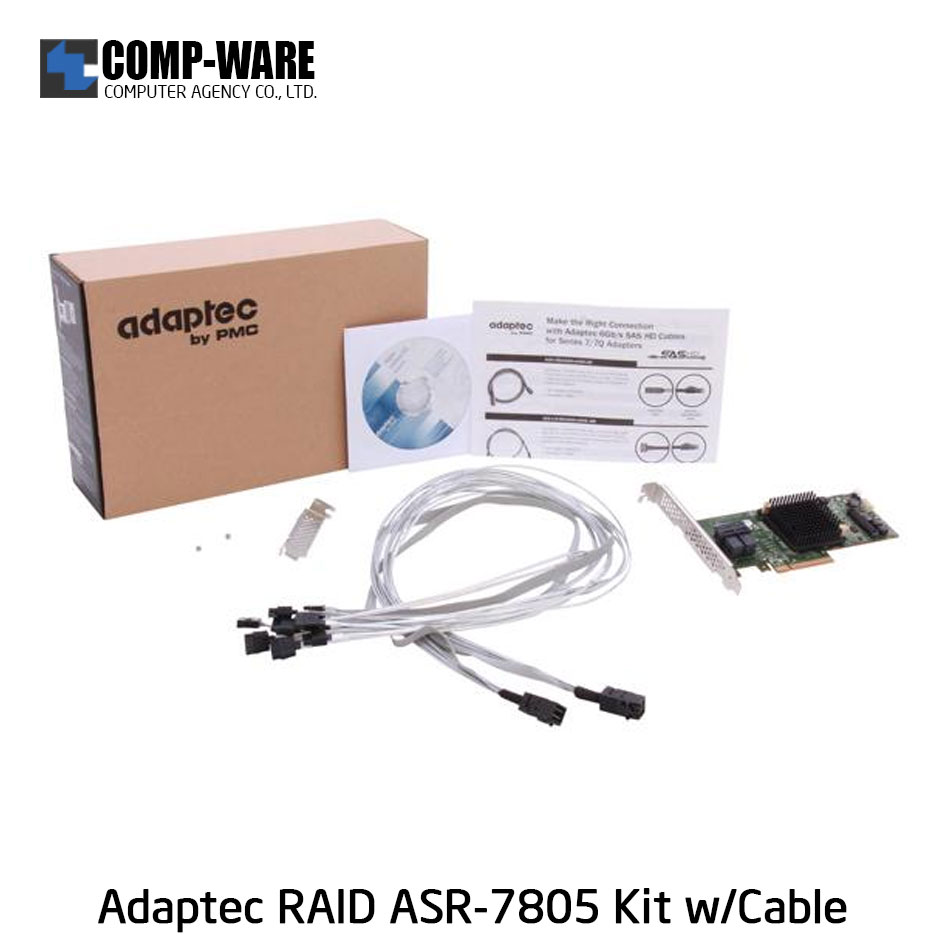 Microsemi Raid Controller 2274200-R (8-Port Internal) PCIe ASR-7805 Kit พร้อมสายในกล่อง (ประกันร้าน 7 วัน)