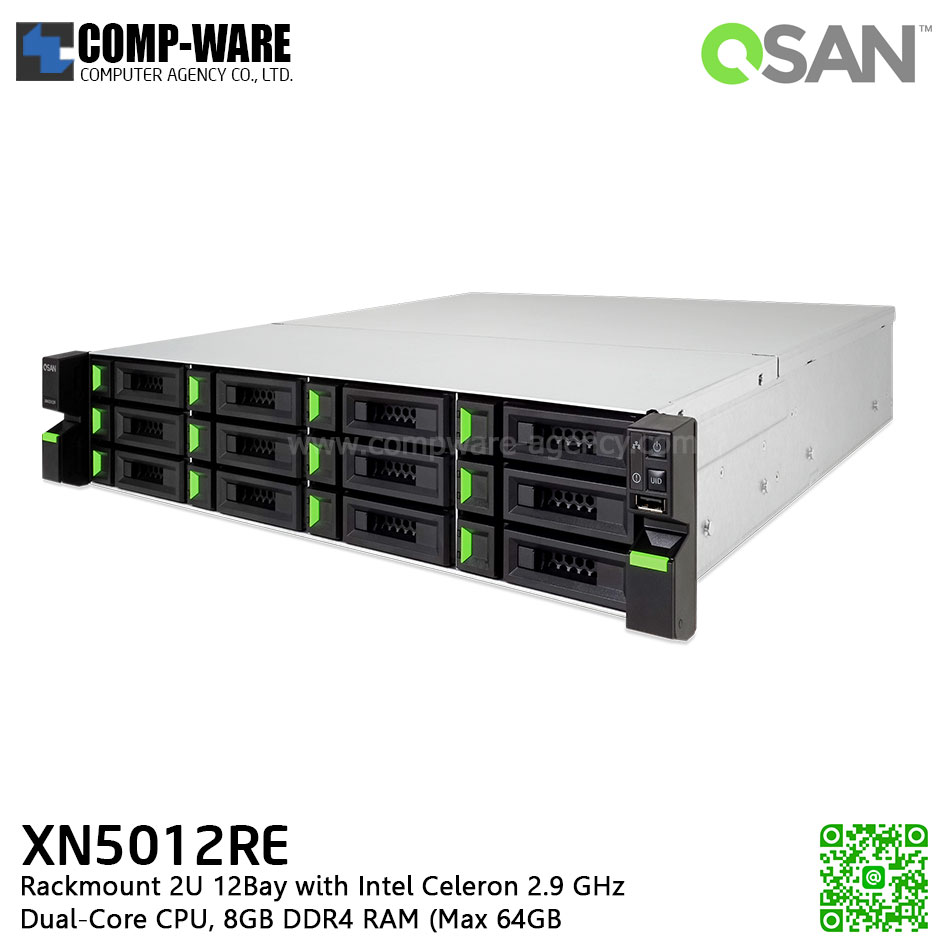 QSAN (12 Bays) XCubeNAS XN5012RE (8GB RAM) Rackmount 2U NAS Storage , No HDD
