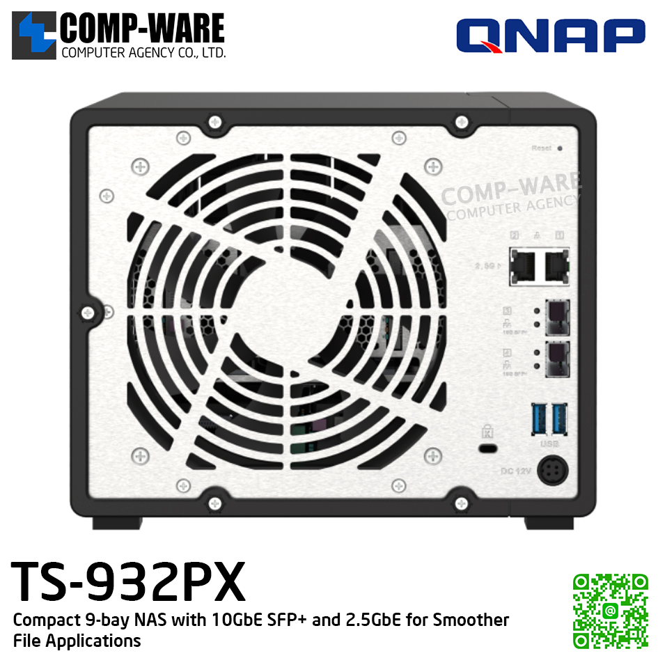 QNAP (Tower 5+4Bay) TS-932PX-4G / Annapurna Labs Alpine AL324 (4Core) / 4GB DDR4 SODIMM / 5 x 3.5inch + 4 x 2.5inch SATA 6Gb/s / 2 x 10GbE SFP + LAN + 2 x 2.5GbE / Adapter Power / 2Y Warranty / No HDD