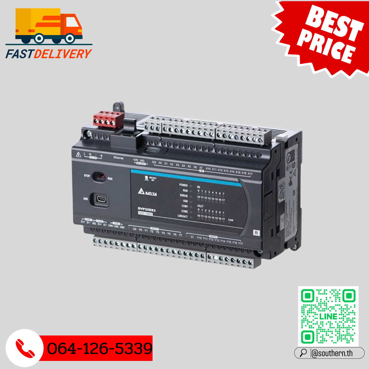 Delta PLC DVP32ES311T 16DI/16DO 220V (Transistor)