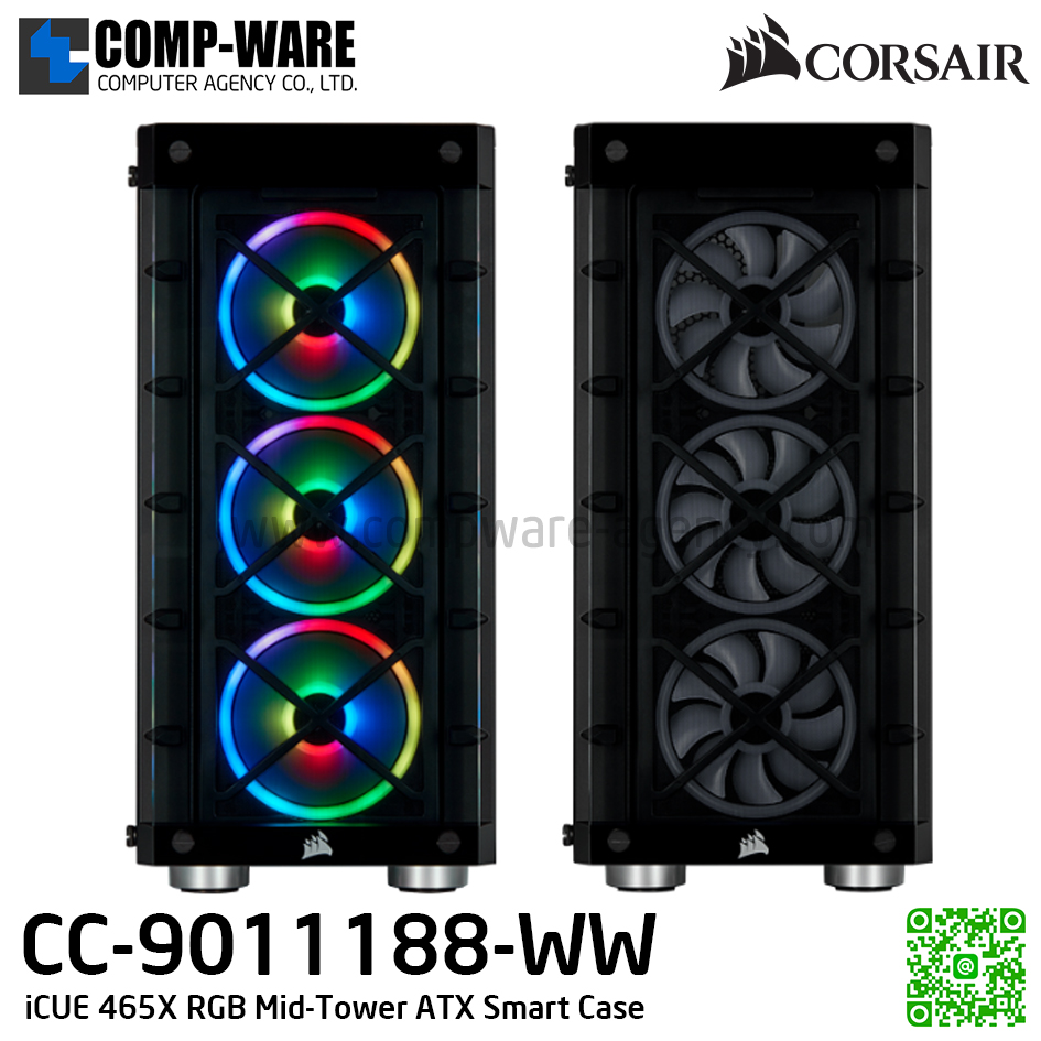 CORSAIR iCUE 465X RGB Mid-Tower ATX Smart Case Black - 465X-RGB/BK (CC-9011188-WW) เคสเปล่า