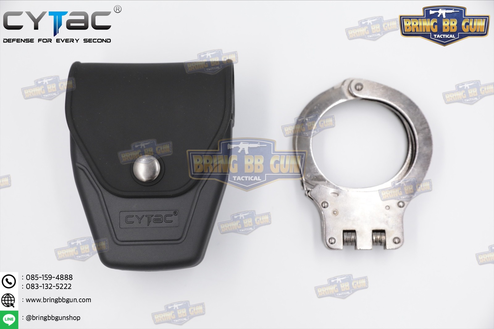 ซองกุญแจมือ รุ่นบานพับ (มีฝาปิด เพลทร้อยเข็มขัด) ยี่ห้อ Cytac (Handcuff Pouch with Lid) + กูญแจมือบานพับ