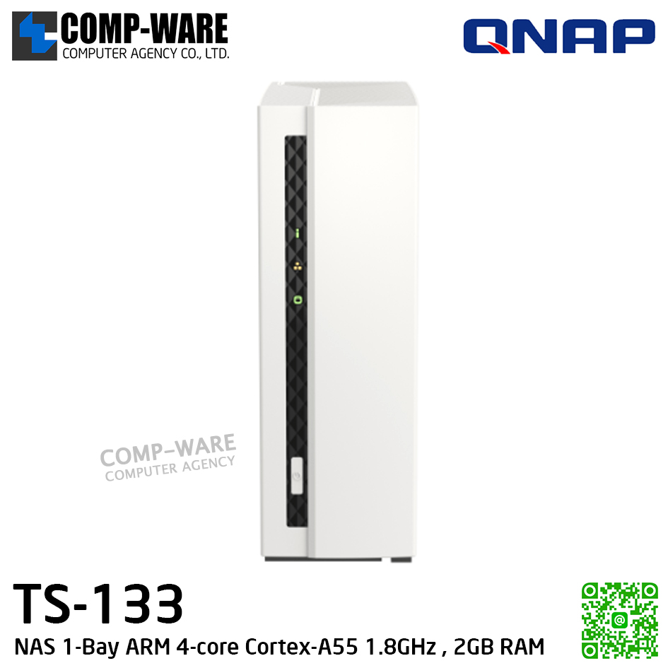 QNAP NAS (1-Bay) TS-133 (2GB RAM) ARM 4-core Cortex-A55 / 2GB RAM / No HDD / 2Y Warranty
