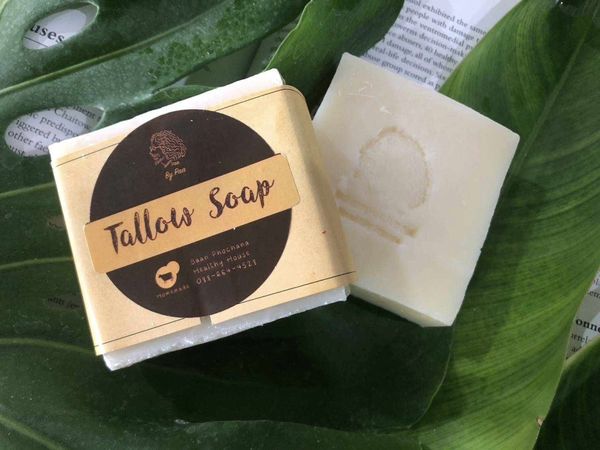 Tallow Soap สบู่ป๋า สบู่น้ำมันวัว หมอนอกกะลา สันติมานะดี สบู่มันเนื้อ