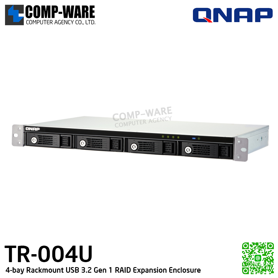 QNAP (1U 4-Bay) TR-004U / 4 x 2.5"/3.5" SATA 6Gbps / 100W PSU / 2Y Warranty / No HDD / Rail Kit RAIL-B02 - Expansion Enclosure