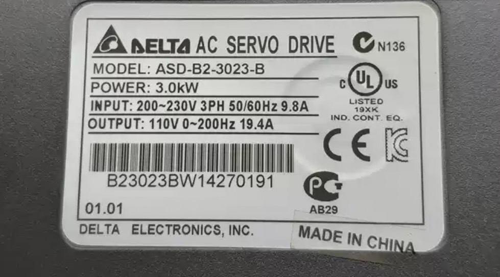 Delta AC Servo Drive ASD-B2-3023-B 3kw, 220V 3-Phase