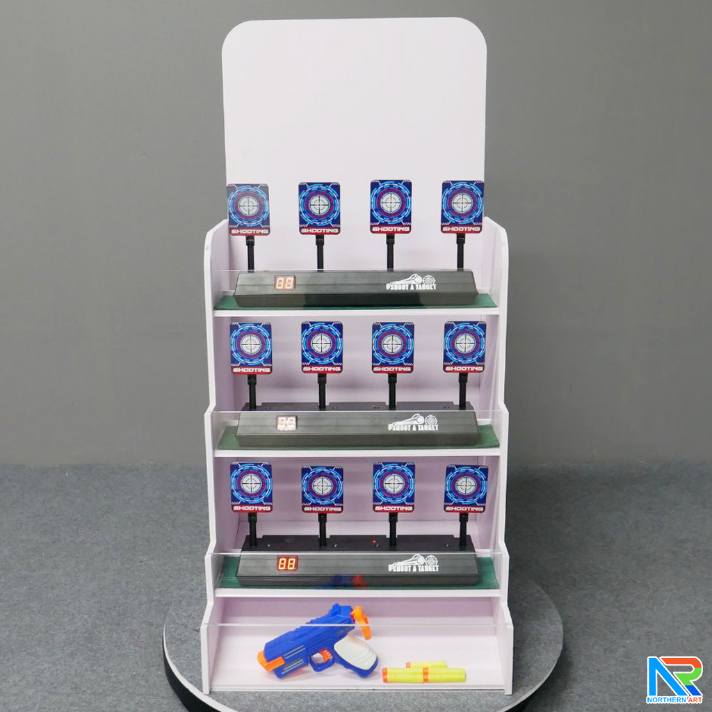 เช่าเกมส์ยิงเป้านิ่ง ตั้งโต๊ะ ขนาด (W)40 x (D)40 x (H)90 cm. พร้อมเป้านิ่ง 4 แผ่น 3 ชุด และปืนกระสุนโฟม 1 กระบอก