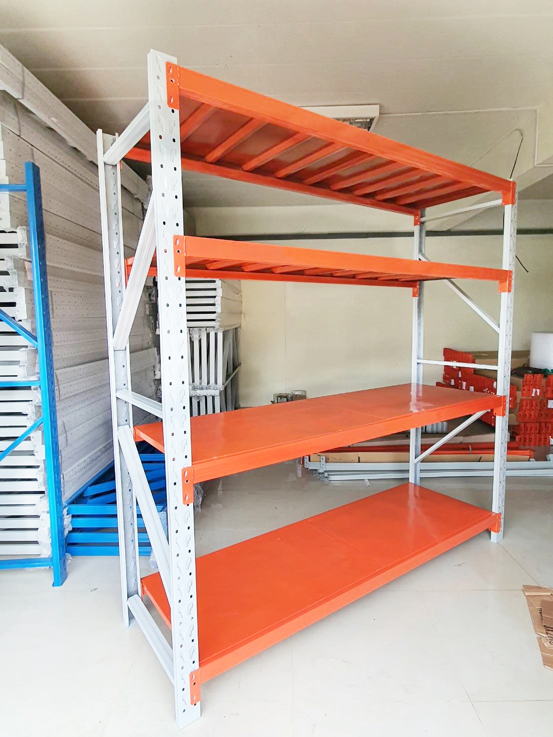 ชั้นวางสินค้า Micro Rack (ชั้นเดี่ยว Single Rack) สีทูโทน ขาว-ส้ม ขนาด W200*D60*H200cm.