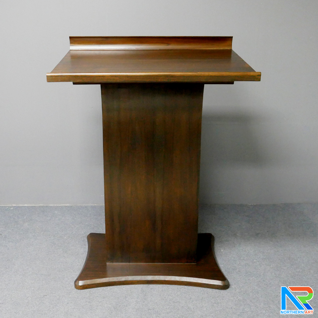 โพเดียมไม้ ยืนคู่ TOP เอียง สีโอ๊ค ขนาด (W)90 x (L)55 x (H)124 cm.