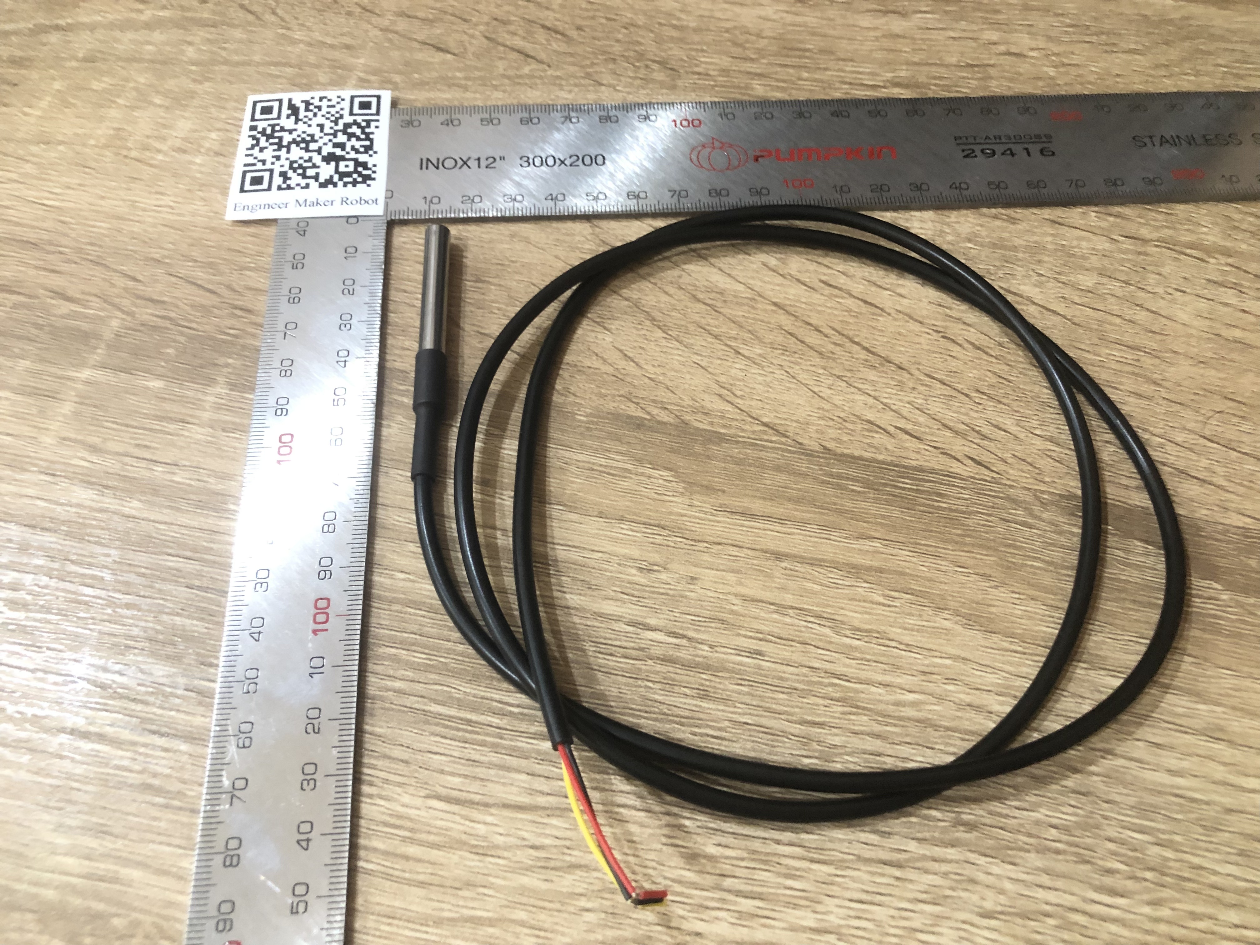 DS18b20 temperature probe วัดอุณหภูมิในน้ำ temperature sensor 1M DS1820 Stainless steel package Waterproof 18B20 100cm