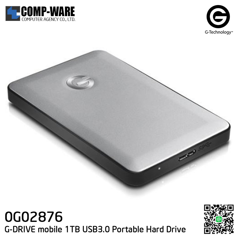 G-Technology G-DRIVE mobile USB3.0 1TB 7200RPM Portable Hard Drive Silver - 0G02876