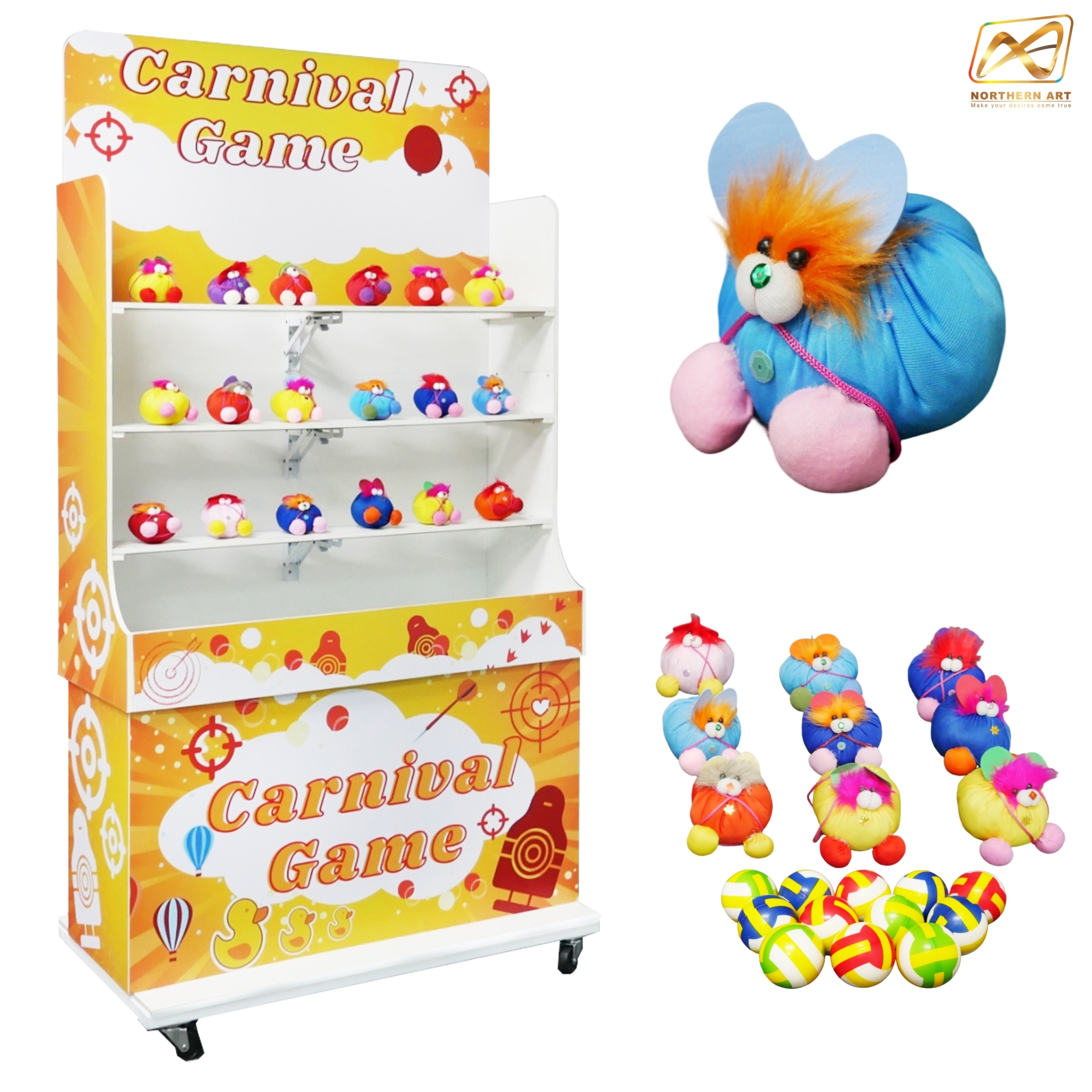 CARNIVAL GAME เกมส์ปาตุ๊กตา ขนาดโครง (W) 90 x (L)50 x (H)176 cm. พร้อมตุ๊กตา 18 ตัว และบอลโฟม 12 ลูก