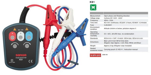Sanwa KS1 Phase detector เครื่องวัดลำดับเฟส
