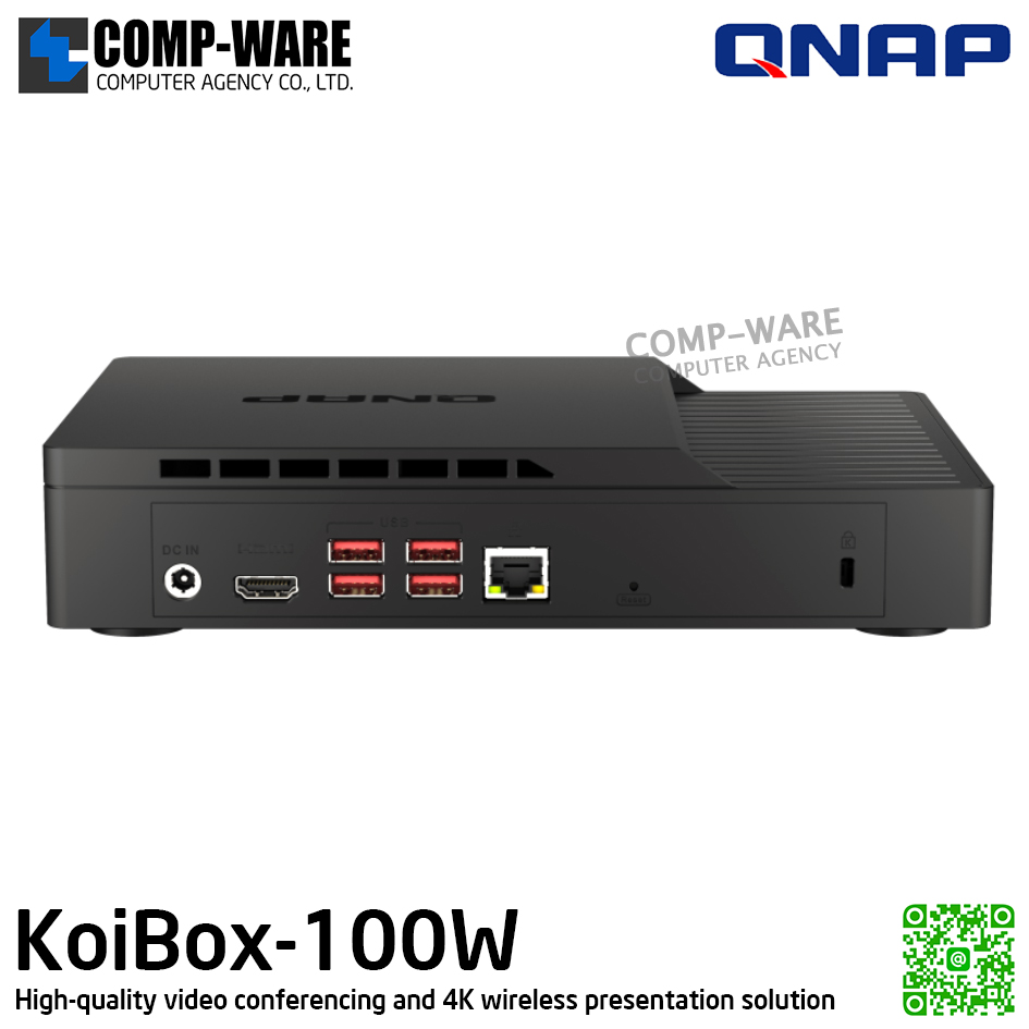QNAP KoiBox-100W High-quality video conferencing and 4K wireless presentation solution for business meeting rooms / 2Year Warranty
