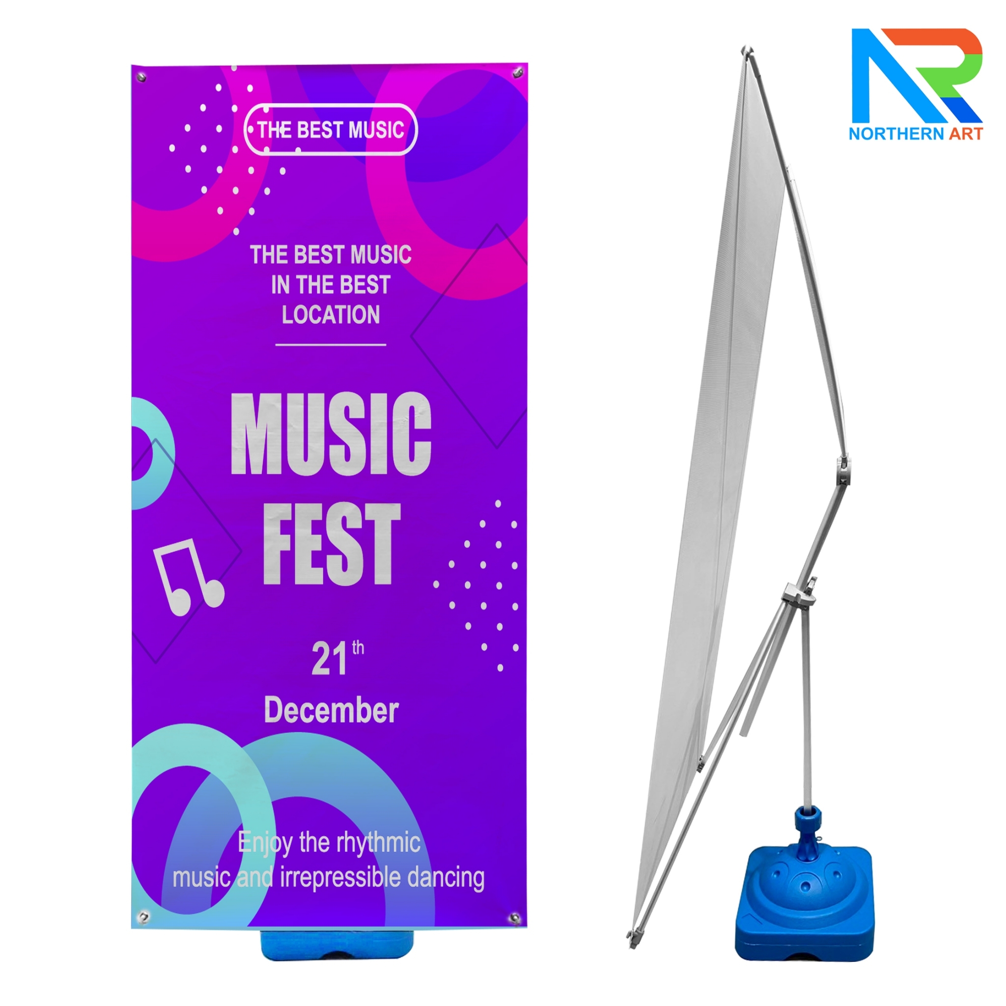 X STAND เอ๊กซ์สแตนด์ ฐานน้ำ ขนาดงานพิมพ์ (W)80 x (H)180 cm. ถอดประกอบได้