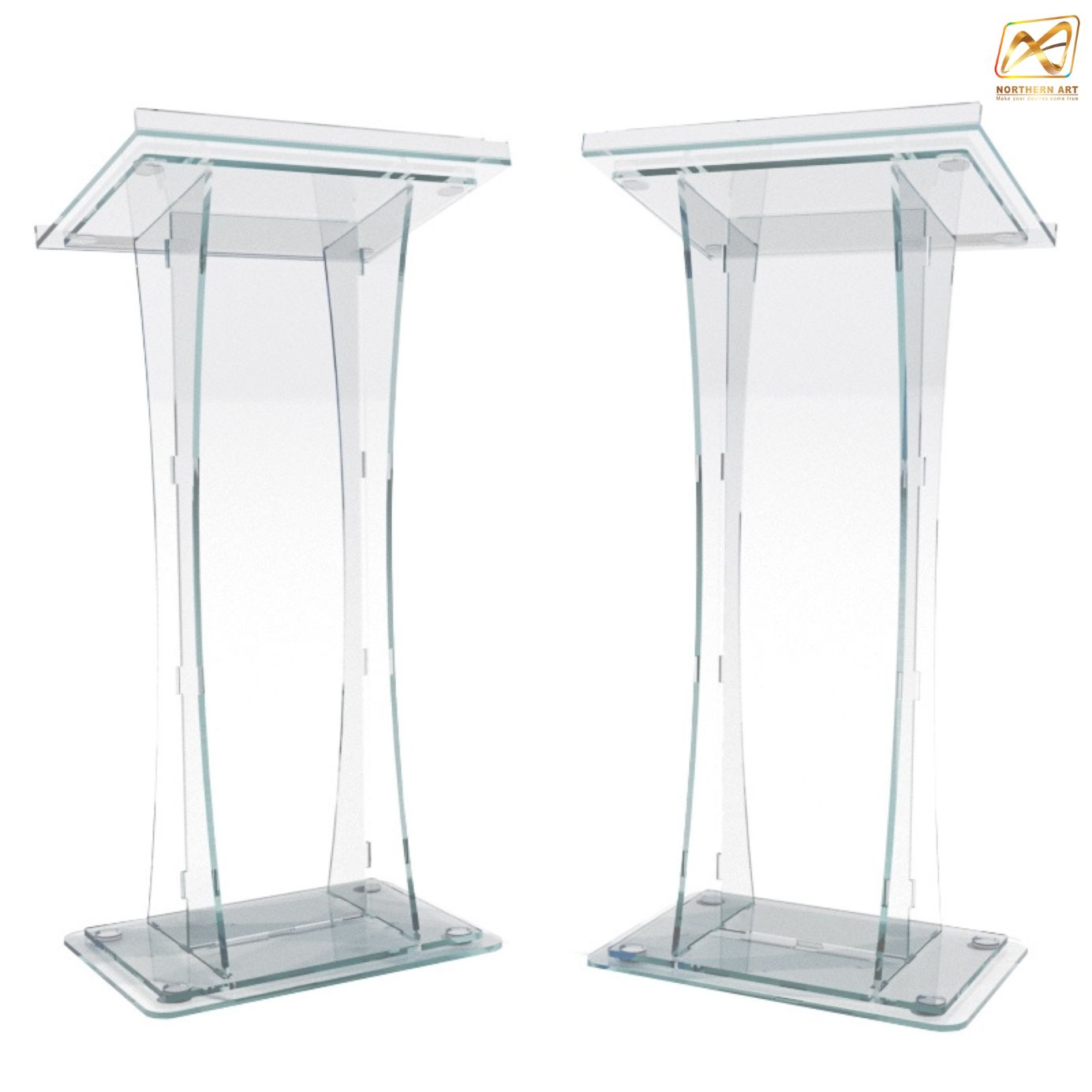 โพเดียม อะคริลิคใส AC-04 ขนาด (W) 55 x (L) 45 x (H)115 ซม.TOP เอียงพร้อมกันตก วัสดุอะคริลิคใส หนา 10-20 มม.
