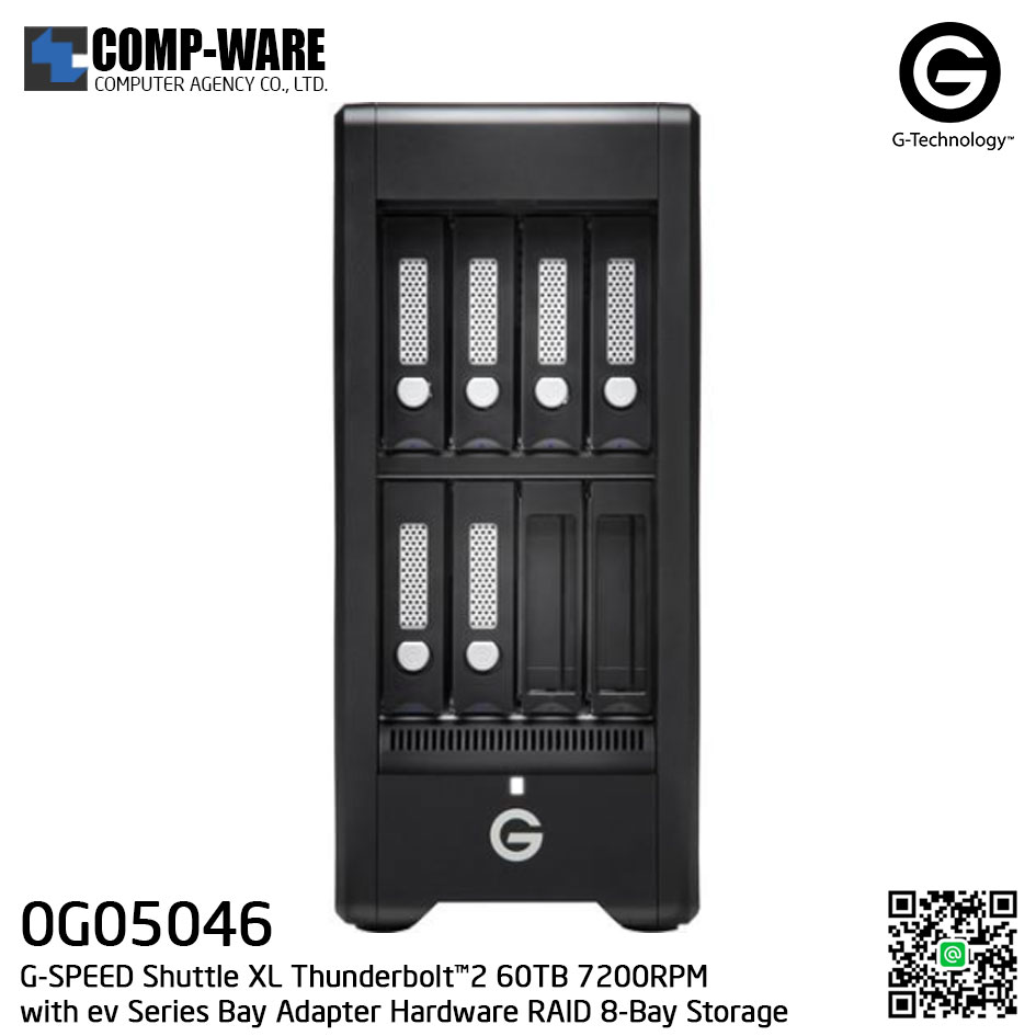G-Technology G-SPEED Shuttle XL Thunderbolt™2 60TB 7200RPM with ev Series Bay Adapter Hardware RAID 8-Bay Storage Solution - 0G05046