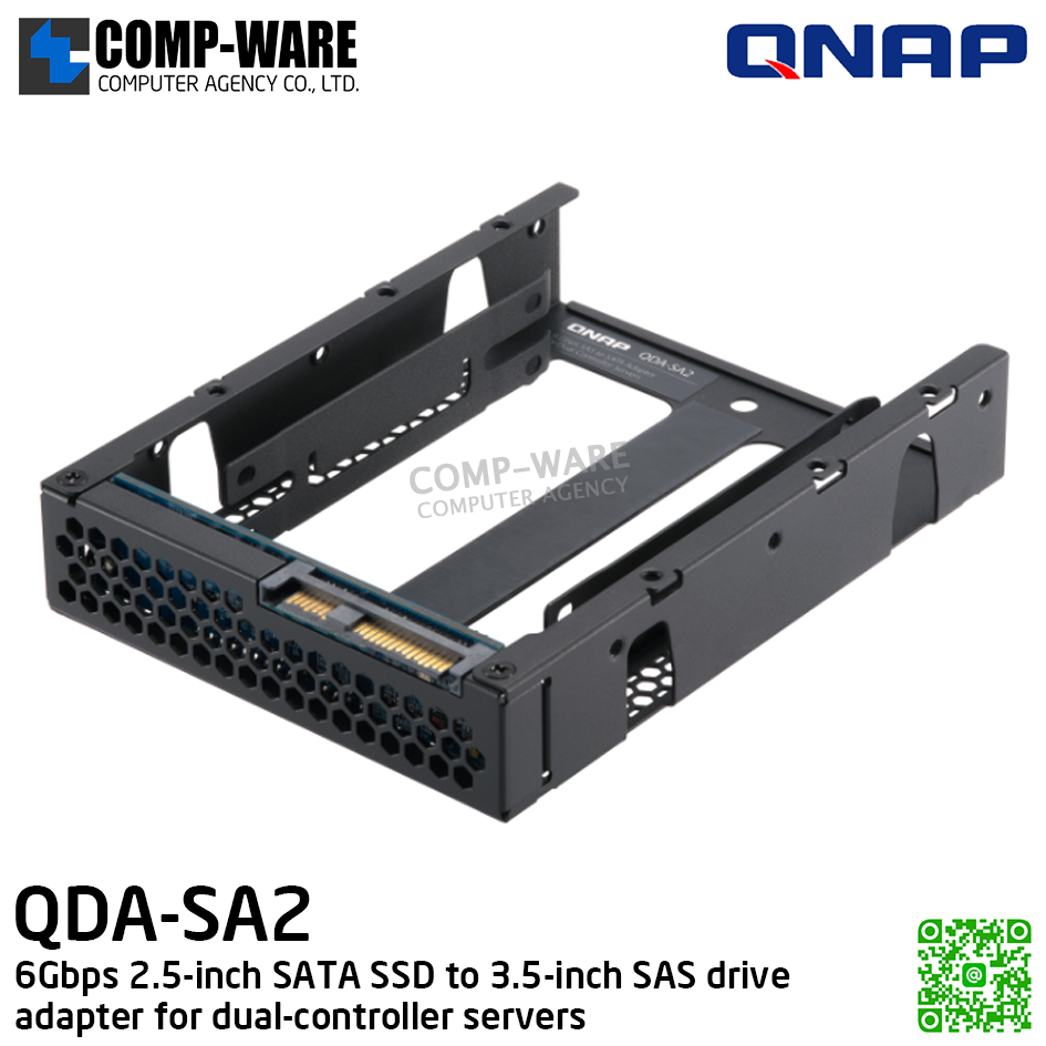 QNAP QDA-SA2 6Gbps 2.5-inch SATA SSD to 3.5-inch SAS drive adapter for dual-controller servers - Spare Part - 1Y Warranty