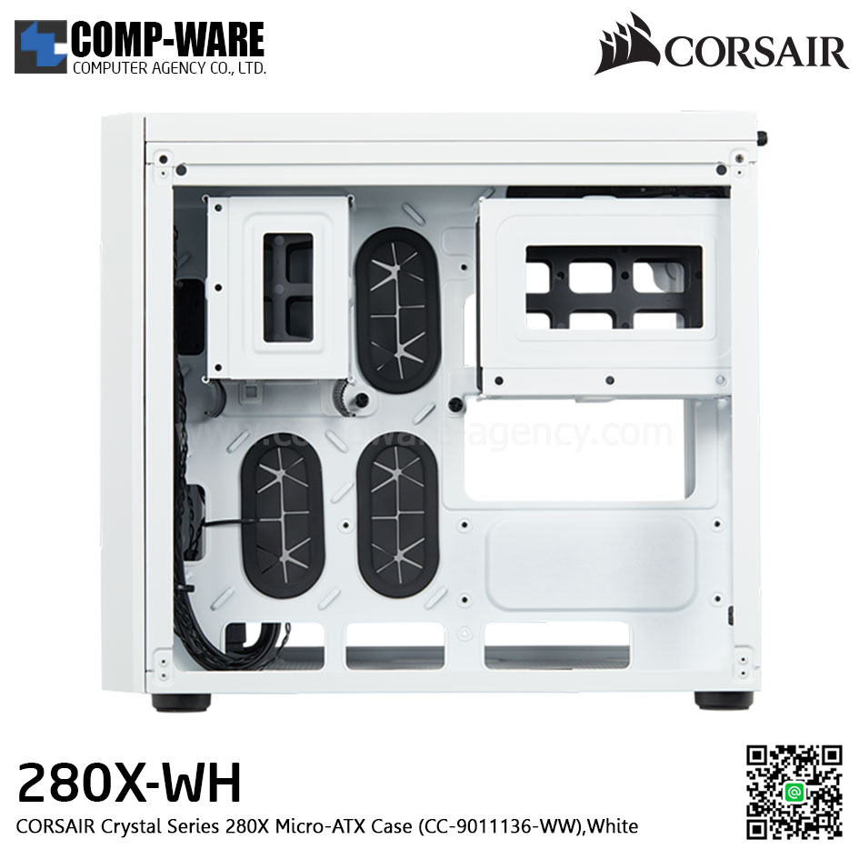Corsair Crystal Series 280X Micro-tower Chassis , No Power - CC-9011136-WW