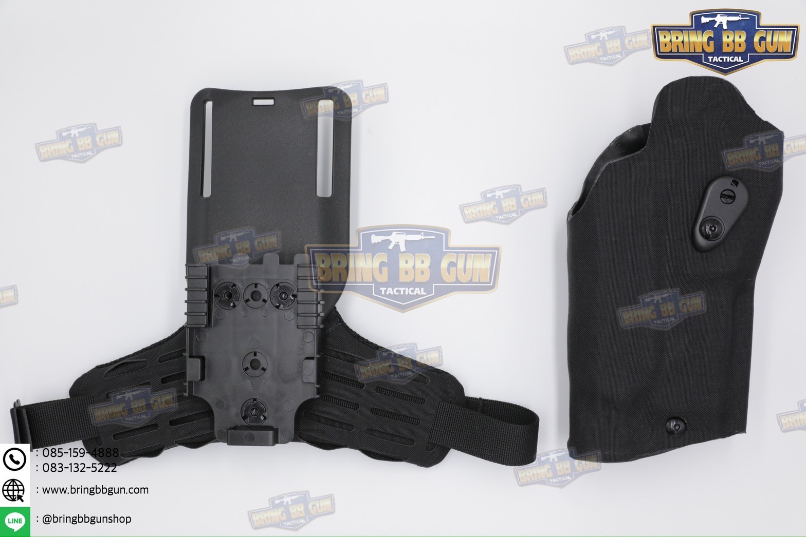 ซองปืน 6354DO Ver. 2 (ซอง6354+สายรัดต้นขาแบบนวม) ซองปืนพกนอกปลดนิ้วโป้ง + ช่องไฟฉาย (ซองปืน 6354DO) (6354 DO) (Glock 17/18/19 + X300) (P320 + X300)