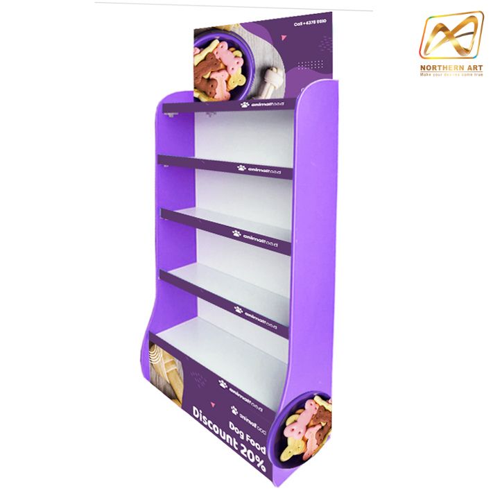 ชั้นวางสินค้าพลาสวูด 5 ชั้น ขนาด (W)55 x (D)25 x (H)160 ซม.พลาสวูดหนา 8 มม.พร้อมงานพิมพ์