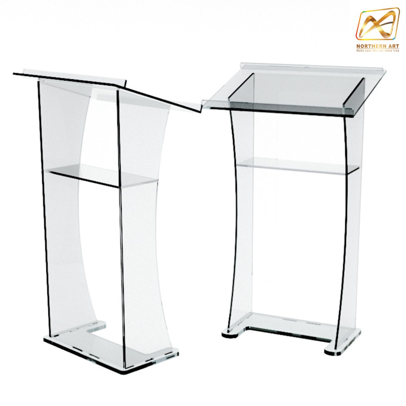 โพเดียม อะคริลิคใส AC-06 ขนาด(W)70 x (L)50 x (H)120 cm. TOP เอียงพร้อมกันตก วัสดุอะคริลิคใส หนา 10-20 มม.
