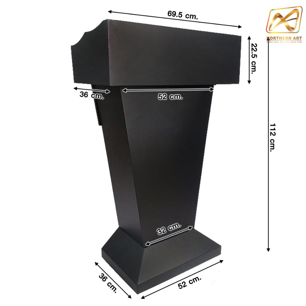 CLEARANCE SALE โพเดียมรปภ. เหล็กสีดำ พร้อมลิ้นชัก ขนาด (W) 69.5 x (L) 36 ซม. สูง 112 ซม.