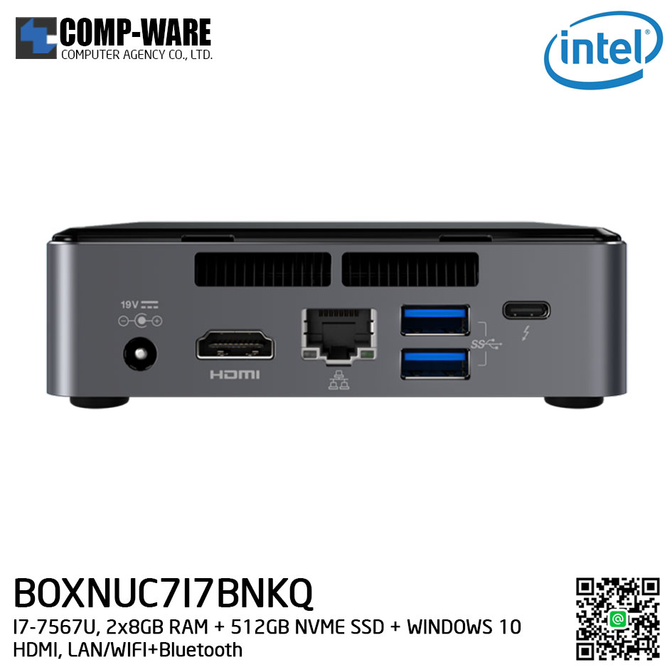 Intel NUC7I7BNKQ Mini PC NUC Kit - (I7-7567U, 2x8GB DDR4-2133 + 512GB NVME SSD + WINDOWS 10 HOME 64BIT INSTALLED, HDMI, LAN/WIFI+Bluetooth) BOXNUC7I7BNKQ