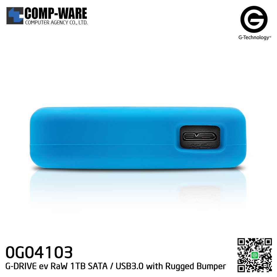 G-Technology G-DRIVE ev RaW 1TB 5400RPM SATA / USB3.0 Portable Hard Drive with Rugged Bumper - 0G04103