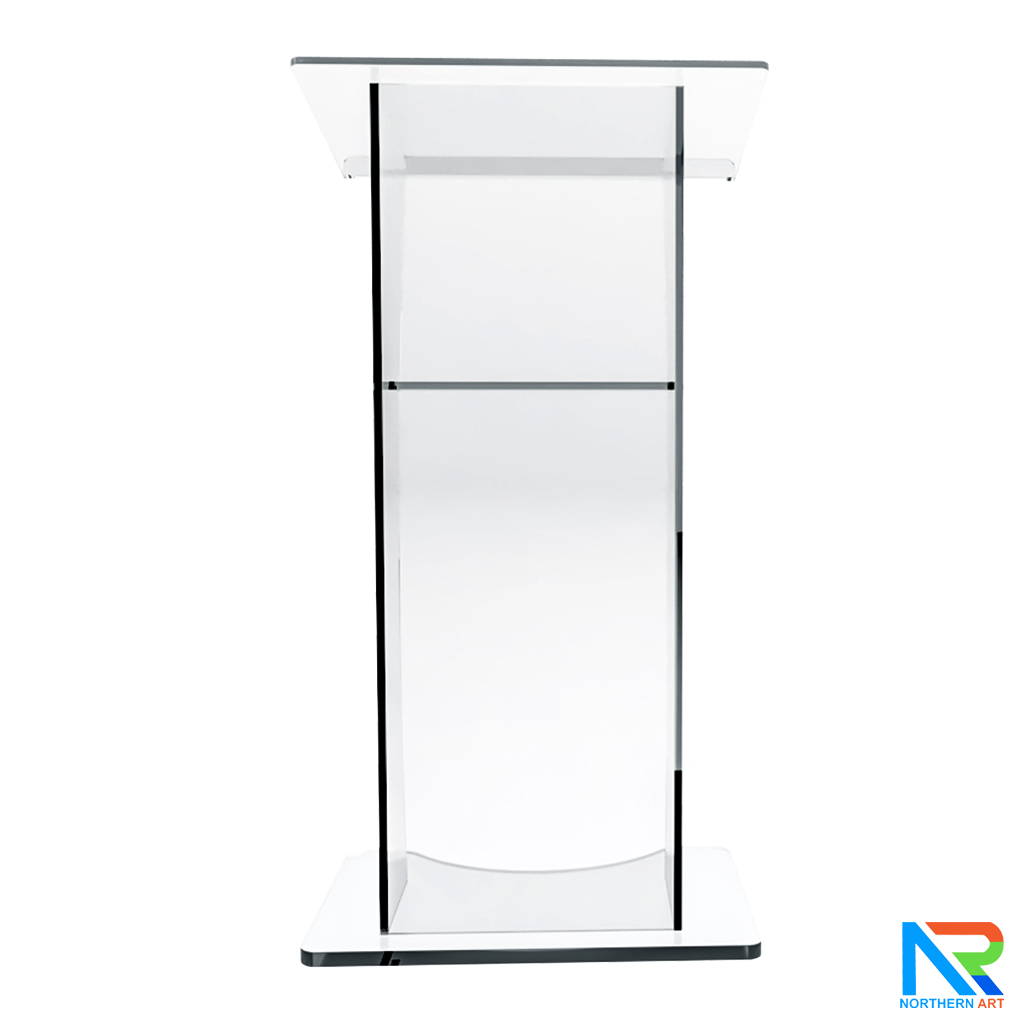 โพเดียม อะคริลิคใส AC-05 ขนาด (W)60 x (L)40 x (H)115 cm. TOP เอียงพร้อมกันตก วัสดุอะคริลิคใส หนา 10-20 มม.